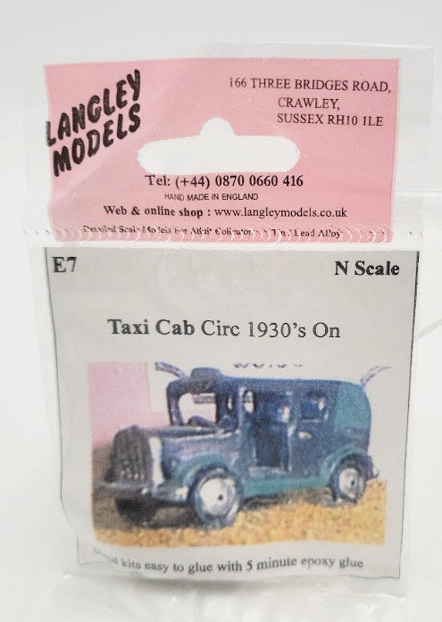 Langley Miniature Models E7 N Scale Taxi Cab Circ 1930's On Unpainted Metal Kit