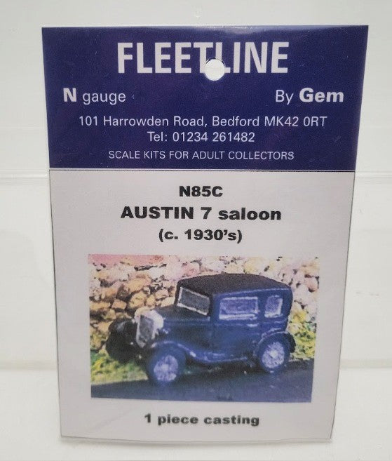 Fleet Line N85C N Scale By Gem Austin 7 Saloon (c. 1930's) Unpainted Metal
