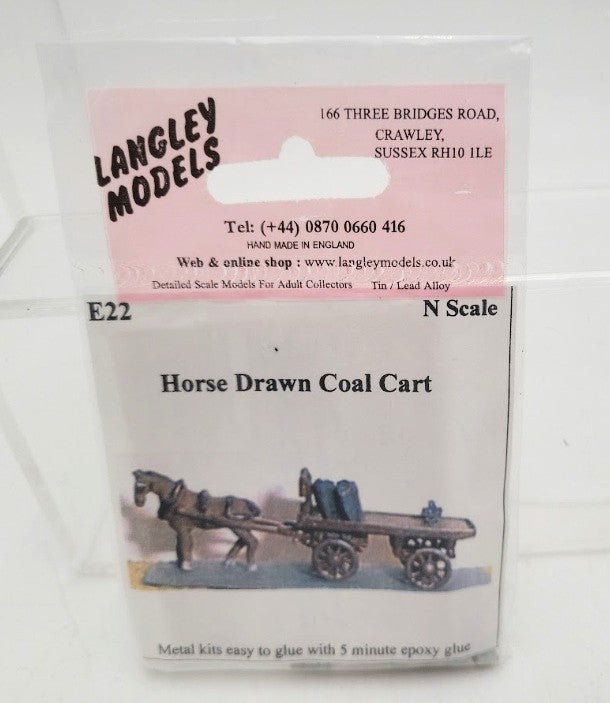 Langley Miniature Models E22 N Scale Horse Draw Coal Cart Unpainted Metal Kit