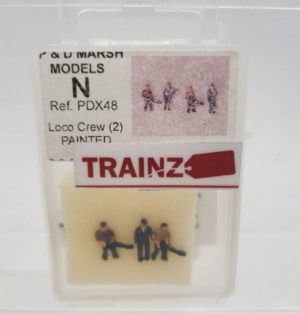 P & D Marsh PDX48 N Gauge Painted Loco Crew (2) Painted Figures (Pack of 4)