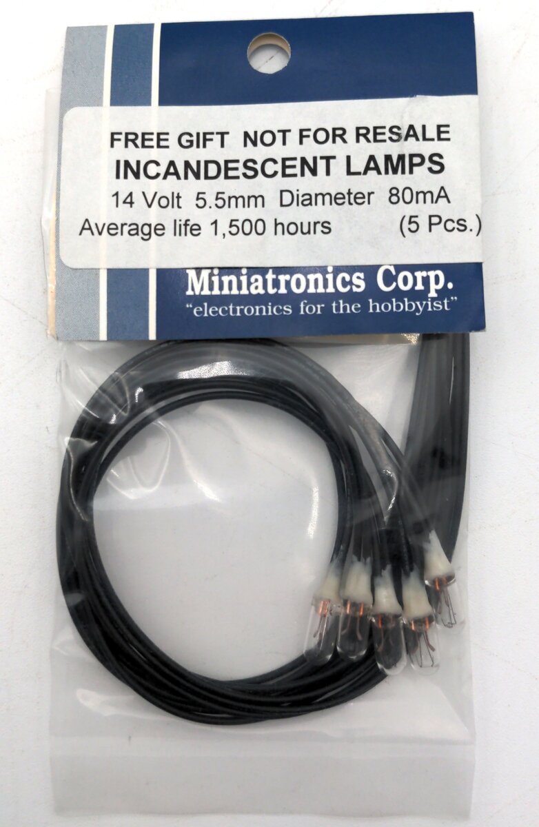 Miniatronics 18-028-20 Incandescent Lamps 14v 80mA 5.5mm Dia.1,500 hours