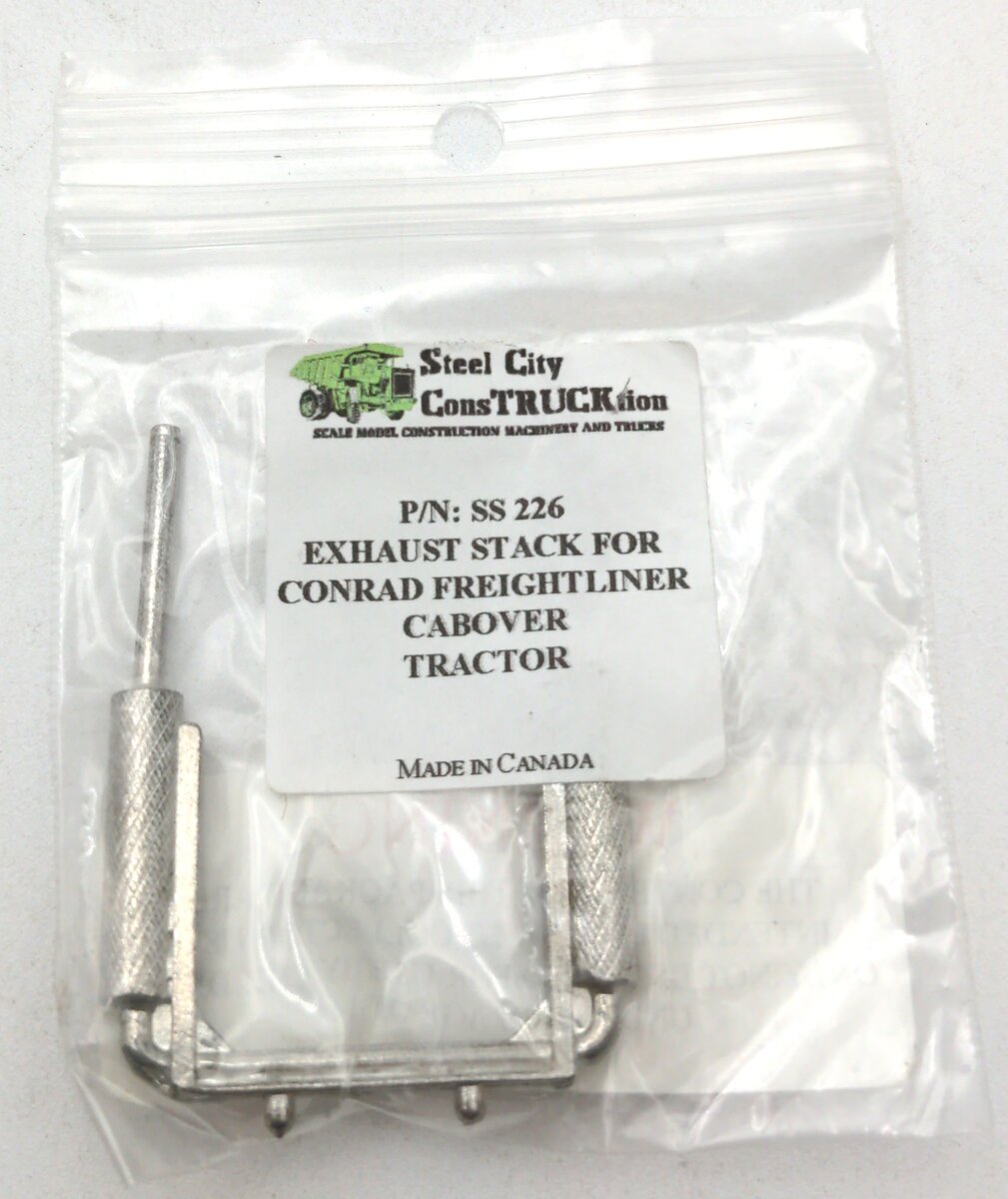 Steel City SS226 1:34 Exhaust Stack For Conrad Freightliner Cabover Tractor