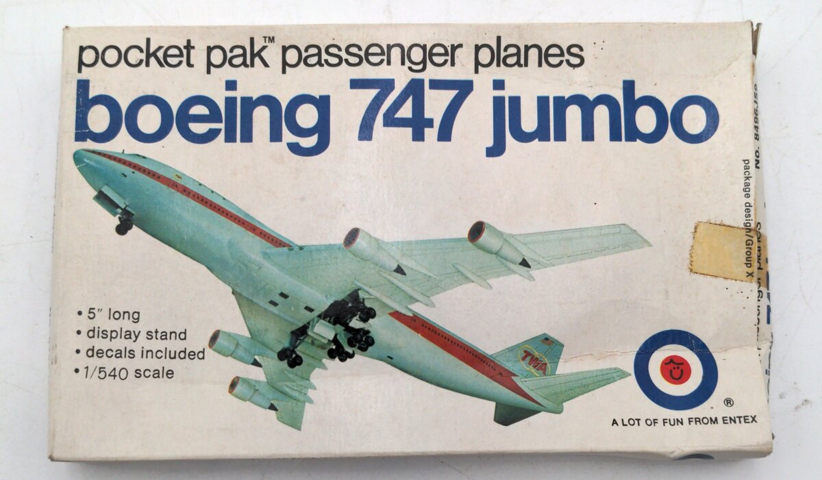 Entex 8496J59 1:540 Boeing 747 Jumbo Pocket Pal Passenger Planes