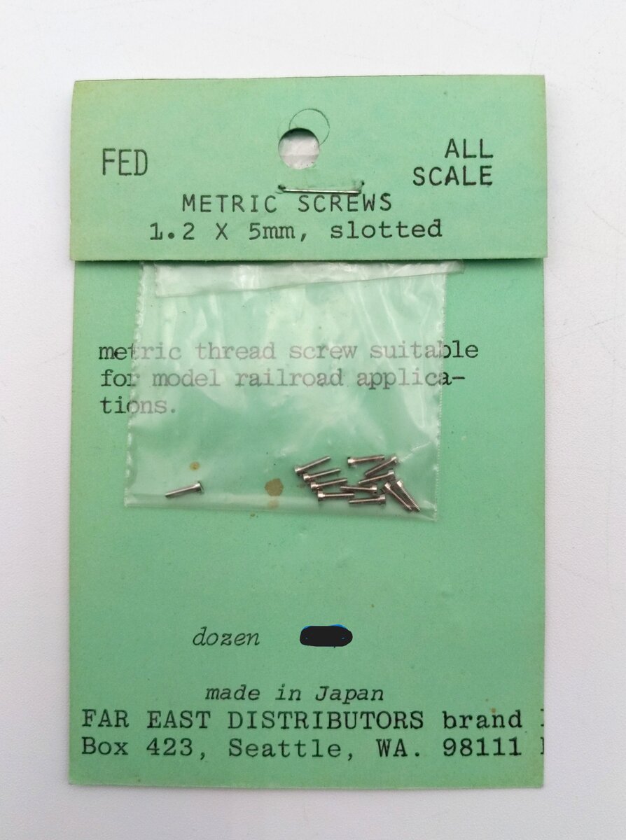 Far East Distributors All Scale Metric Screws 1.2 x 5mm, Slotted