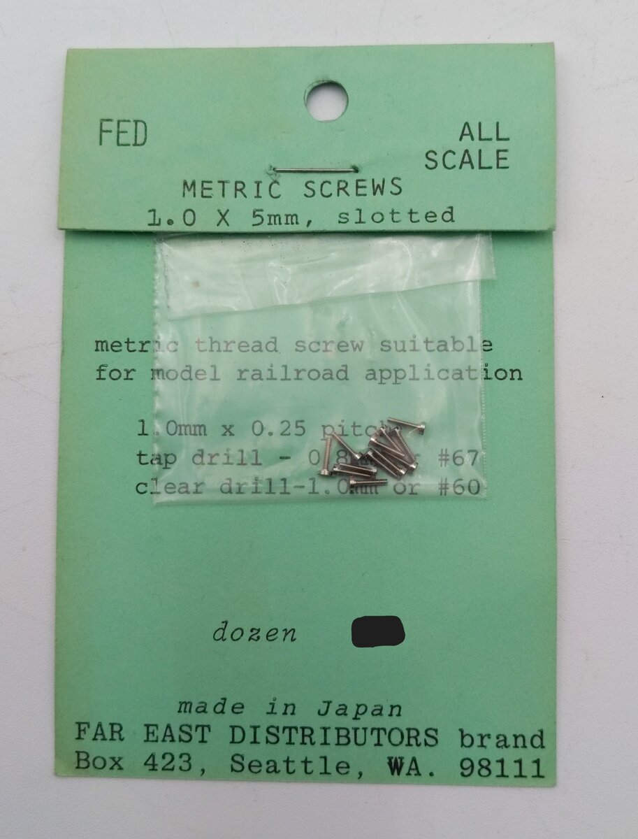 Far East Distributors All Scale Metric Screws 1.0 x 5mm, Slotted