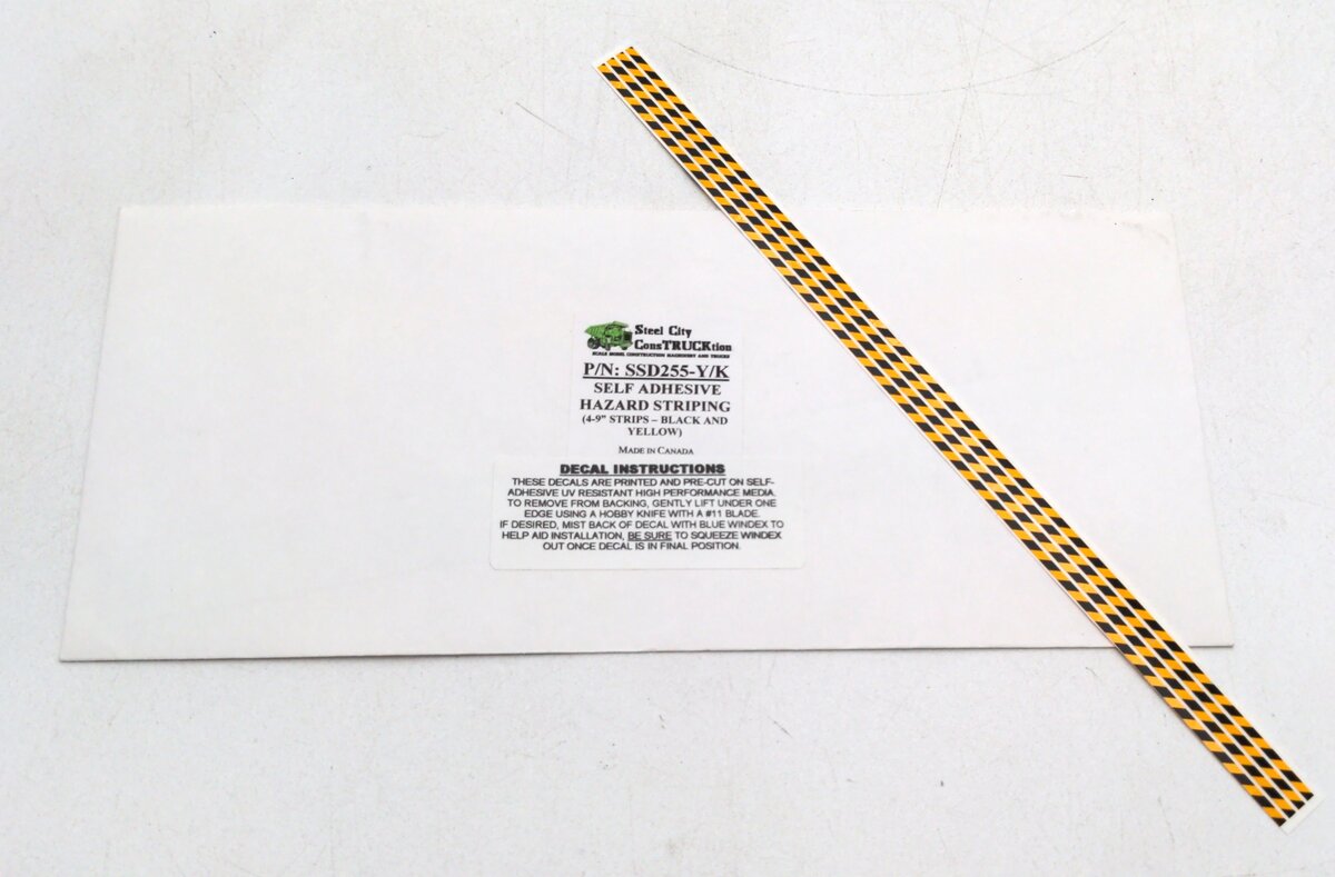Steel City SSD255-YK 1:50 Hazard Stripes - 9 in long (4) -Yellow/Black