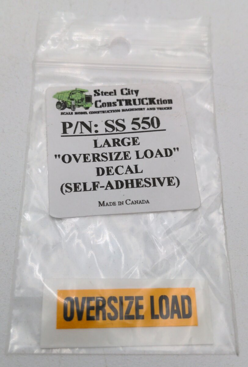 Steel City SS550 1:50 Oversized Load Decal - Large