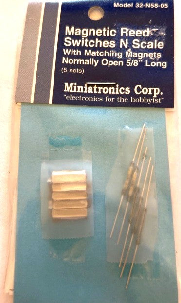 Miniatronics 32-N58-05 N Scale Magnetic Red Switch W/Matching Magnets (Set of 5)
