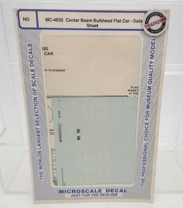 Microscale MC-4035 HO Scale Center Beam Bulkhead Flat Car Data Decal Sheet