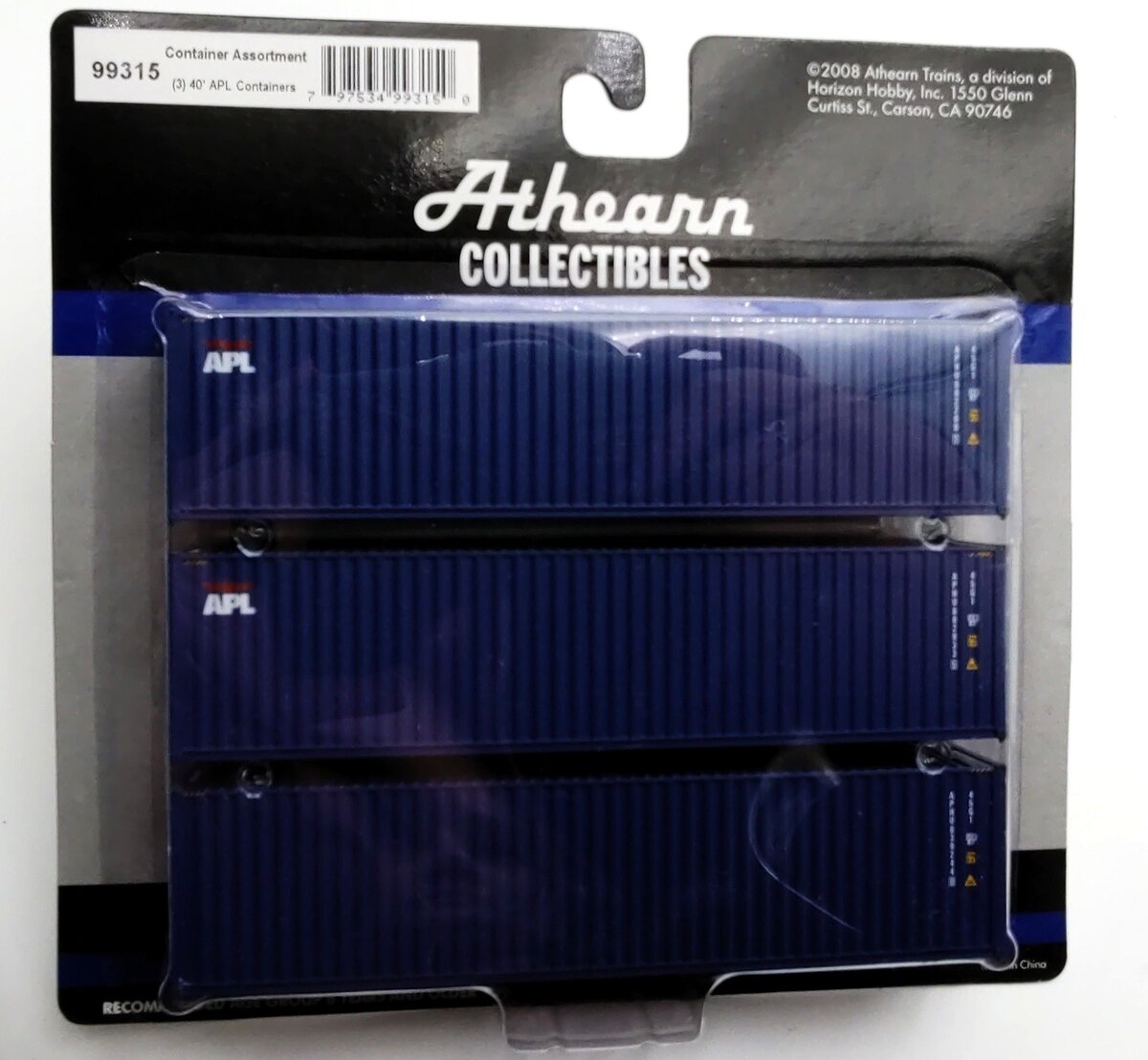 Athearn 99315 1:87 Scale 40' APL Containers Assortment (Pack of 3)