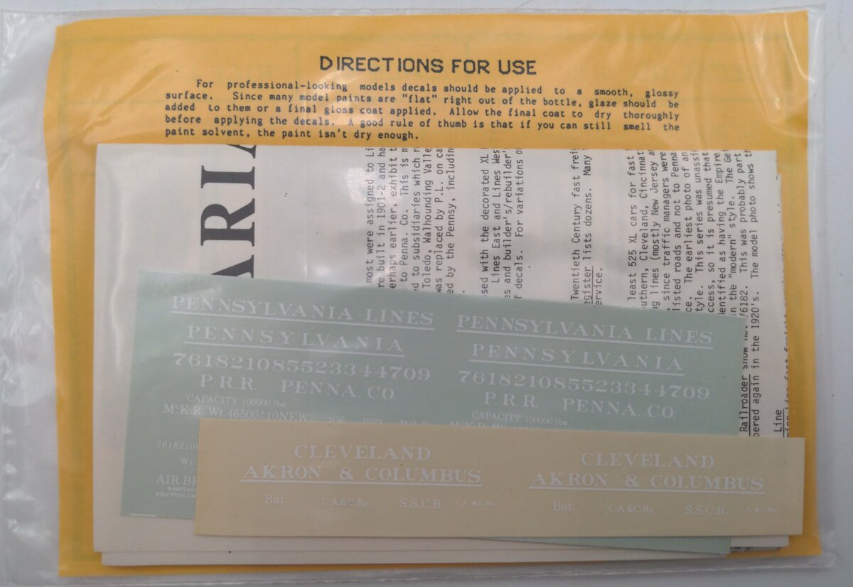 Westerfield D1307 HO XL Box Car, Cleveland, Akron & Columbus Prototype Decals
