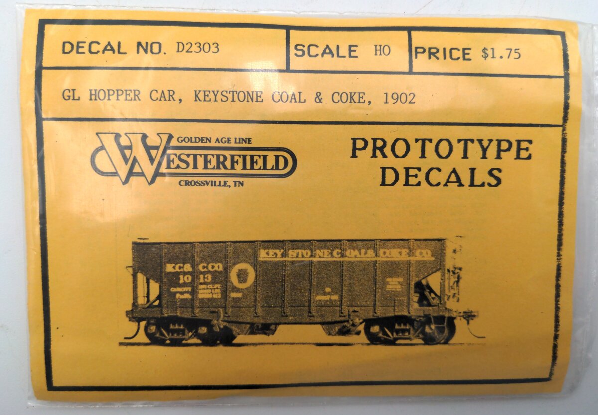 Westerfield D2303 HO GL Hopper Car, Keystone Coal & Coke, 1902