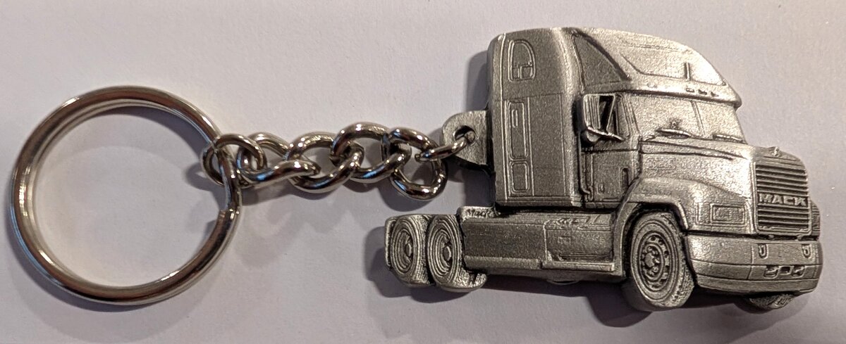 Pewter Mack CH600 Semi Truck Keychain