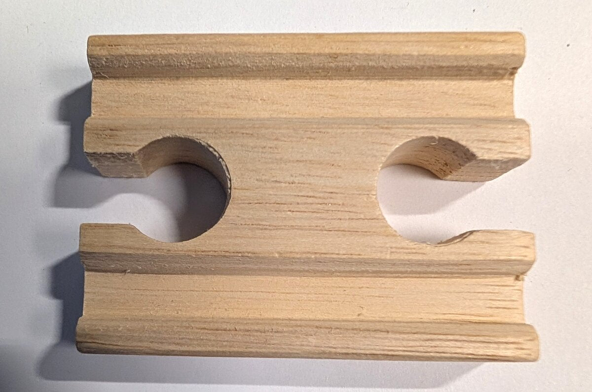 BigJigs Rails BJT104 Wooden 2 1/8" Straight Adapter Track (Single Piece)