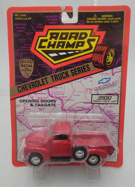 Road Champs 6480 1:43 Scale Ford Truck Series Red 3100 1953 Chevy Pickup Diecast