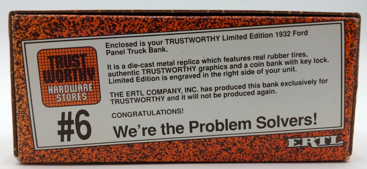 Ertl 9100 1:25 Scale Diecast Trust Worthy 1932 Panel Truck Bank
