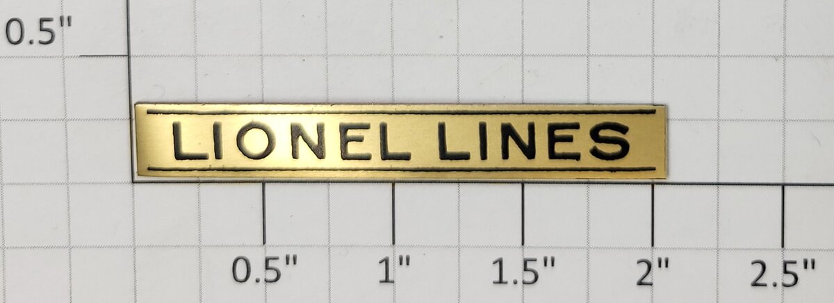 Lionel 817-1 Brass Lionel Lines Adhesive Nameplate