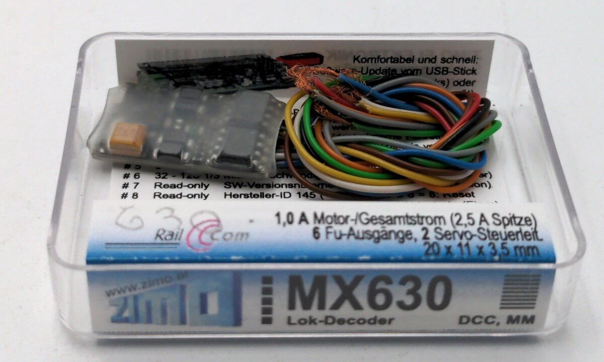 Zimo MX630 HO/OO Scale Decoder with Cable 1.0A Locomotive Decoder DCC NMRA