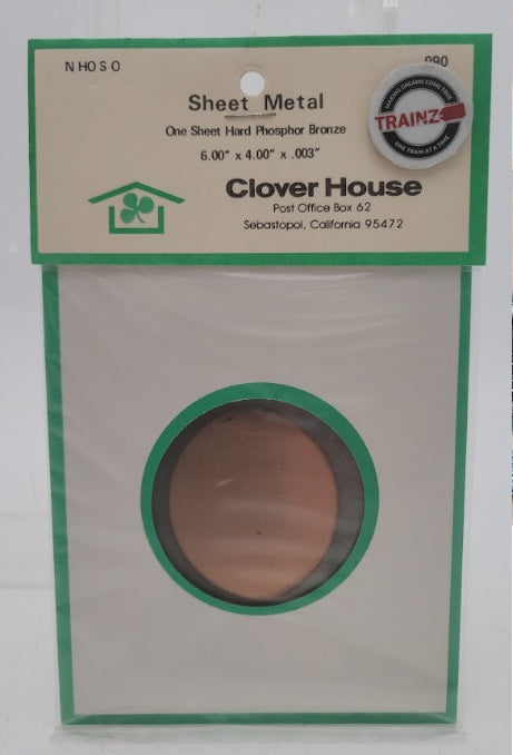 Clover House 990 HO/N/S & O Scale 6.00"x4.00"x.003 Hard Phosphor Bronze Sheet