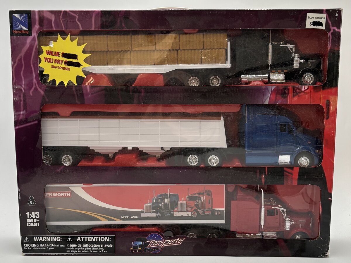 New-Ray SS-15335 1:43 Transporter Semi Tractor & Trailers (Set of 3)