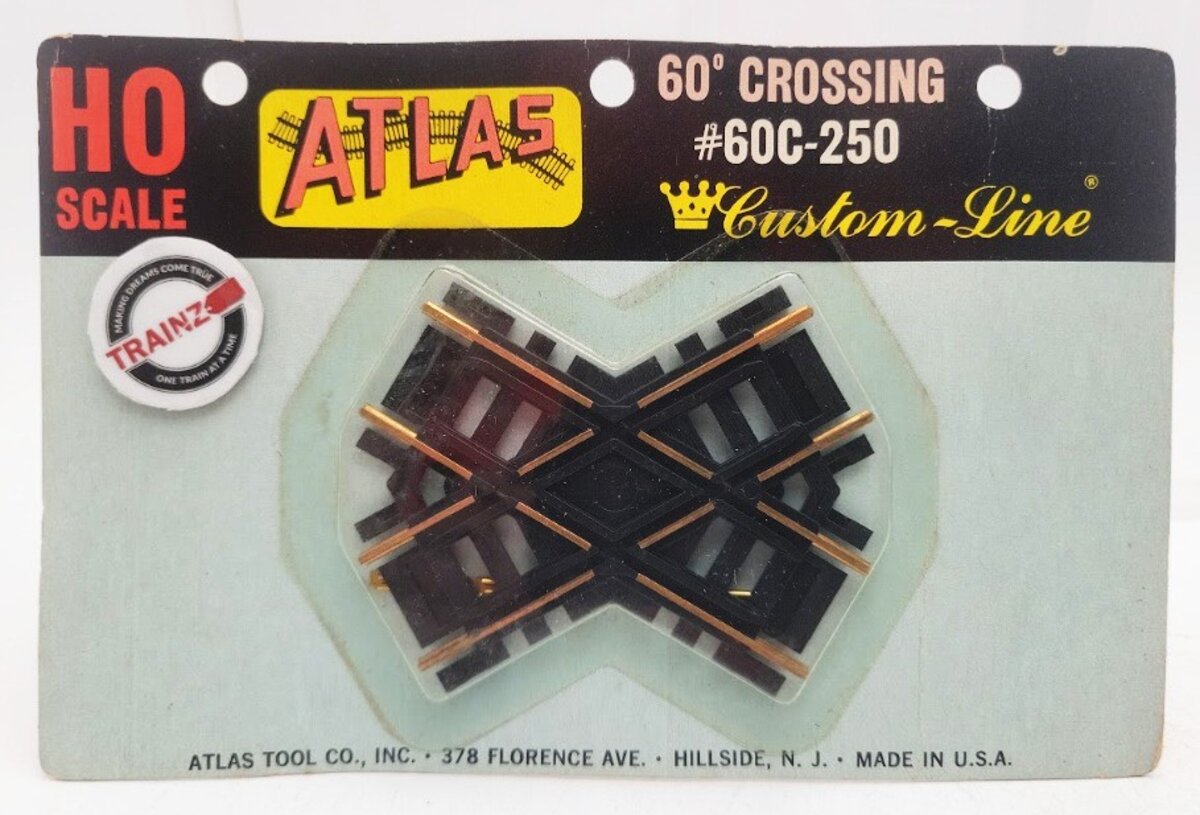 Atlas 60C-250 HO Scale Custom-Line 60 Degree Crossing Brass Rails Code 100