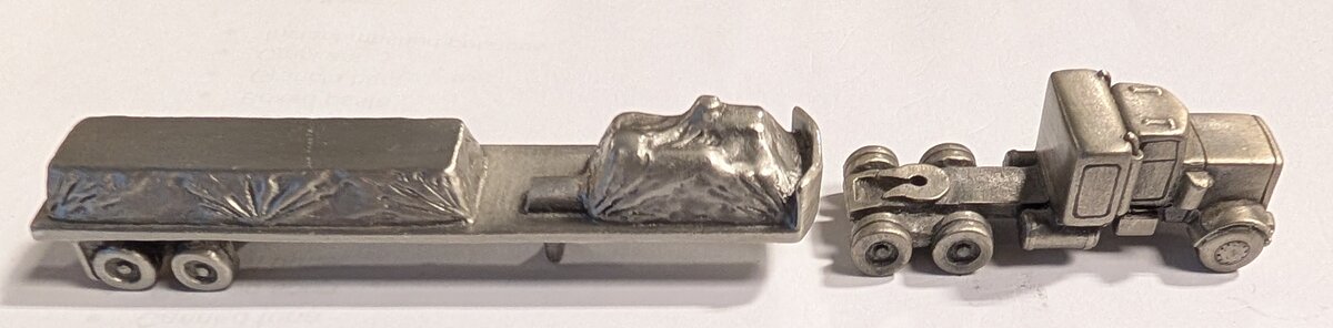 Sword Models 1:87 Miniature Solid Pewter Model Semi-Truck & Flatbed Trailer