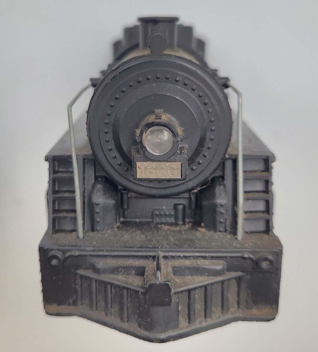 Marx 1666-2 Black Plastic 2-4-2 Steam Locomotive Body Shell with Drawbar #1666