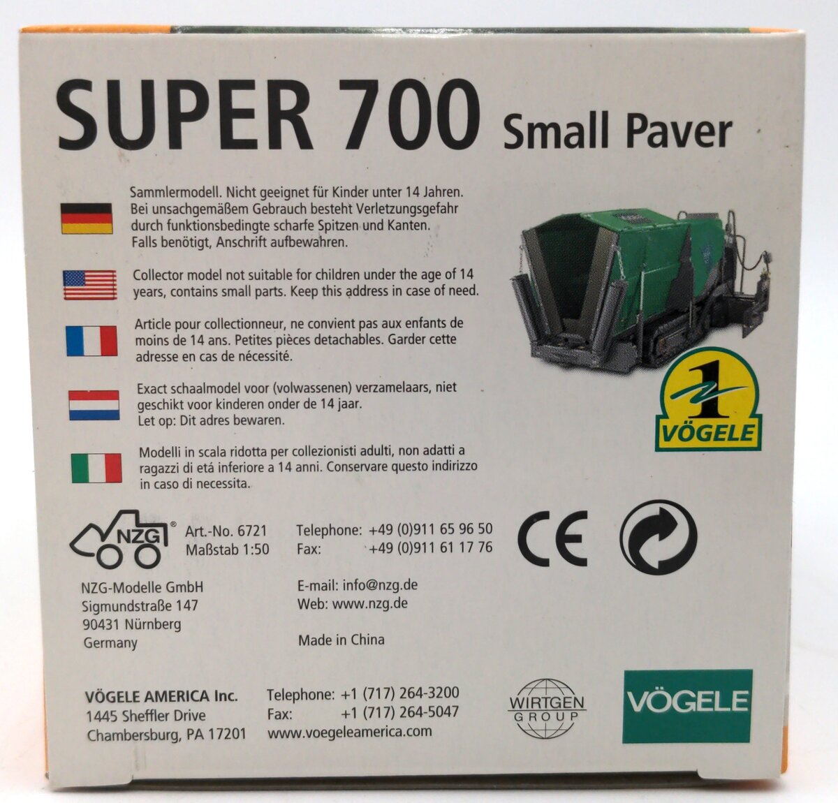 NZG 6721 1:50 Scale Diecast Super 700 Small Paver