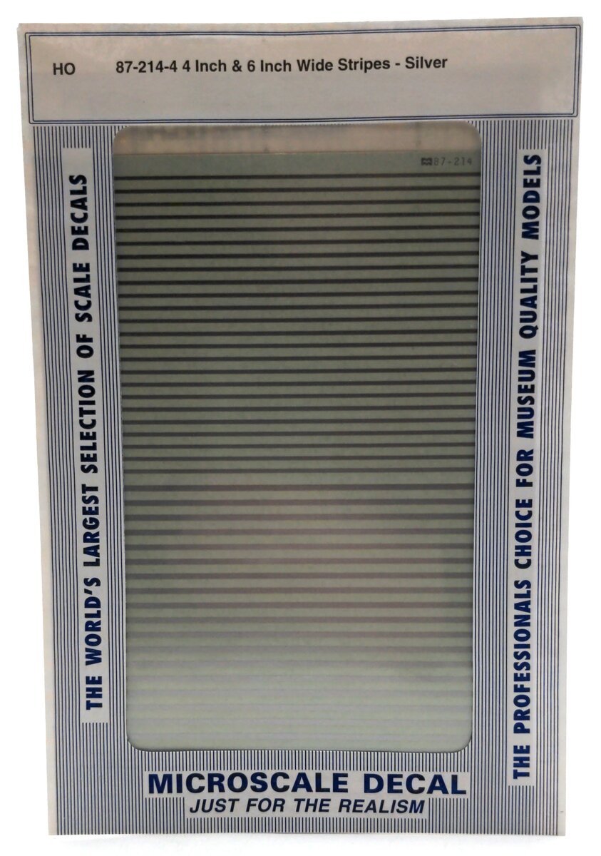 Microscale 87-214-4 HO Scale 4" & 6" Wide Stripes Silver Decals
