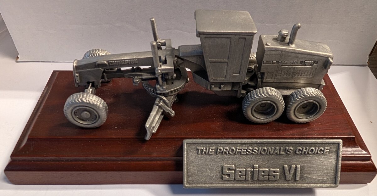 Champion Series VI Motor Grader Promotional Pewter Desk Display
