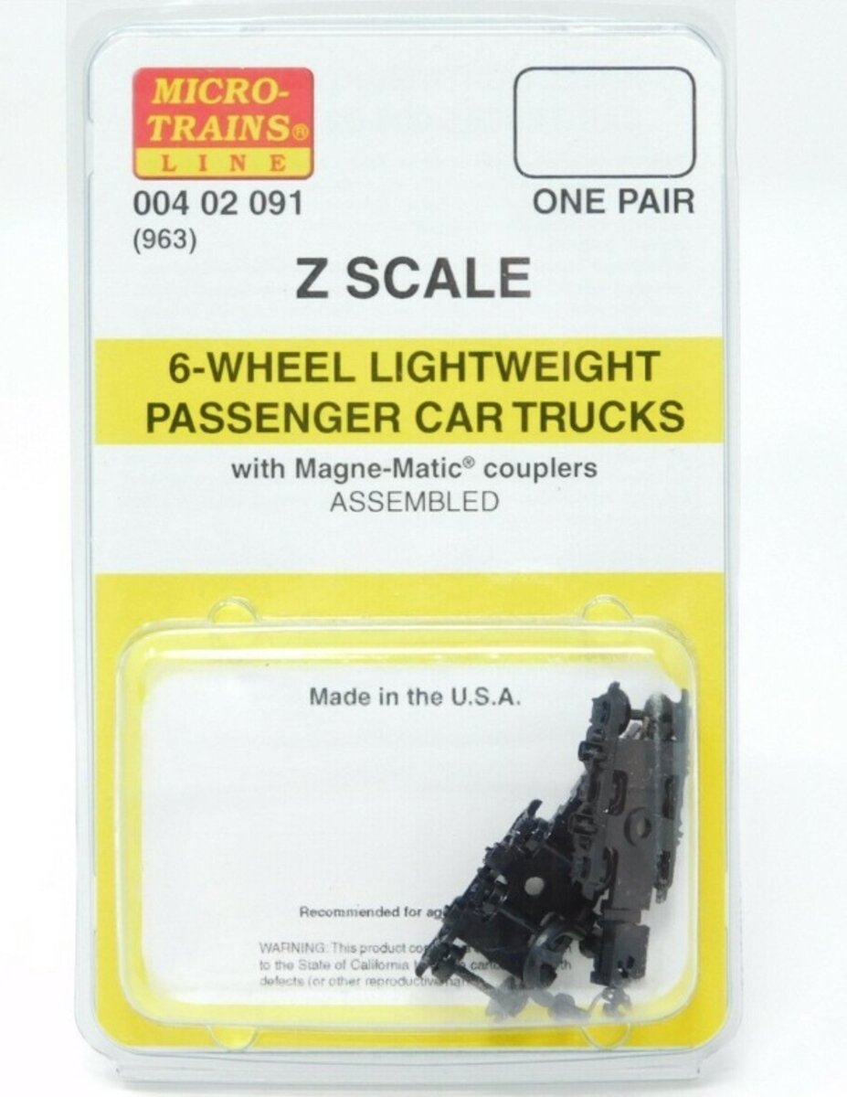 Micro-Trains 00402091 / 963 Z Scale 6-Wheel Lightweight Passenger Car Trucks