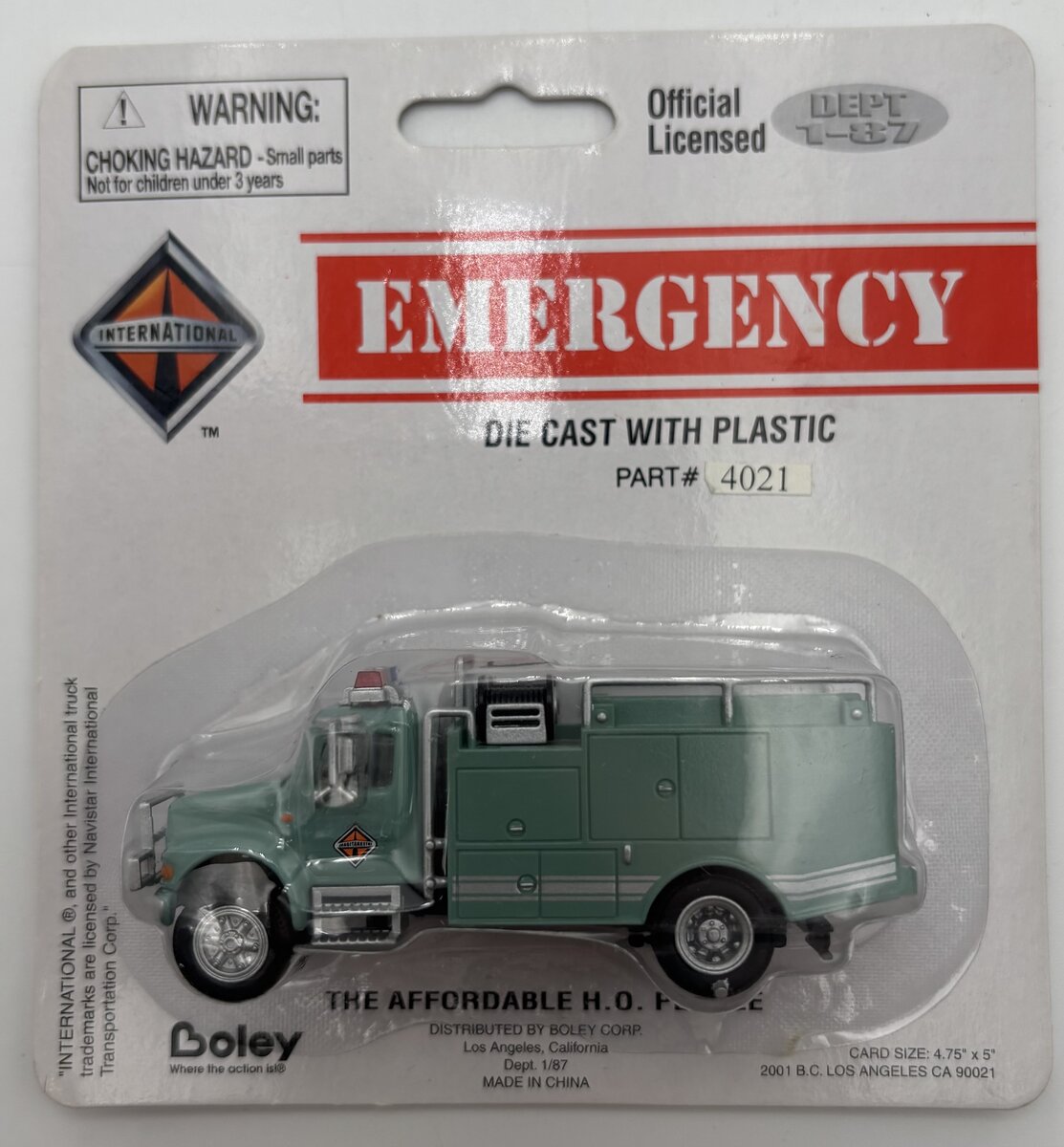 Boley 4021 HO Green International Emergency Fire Rescue Truck