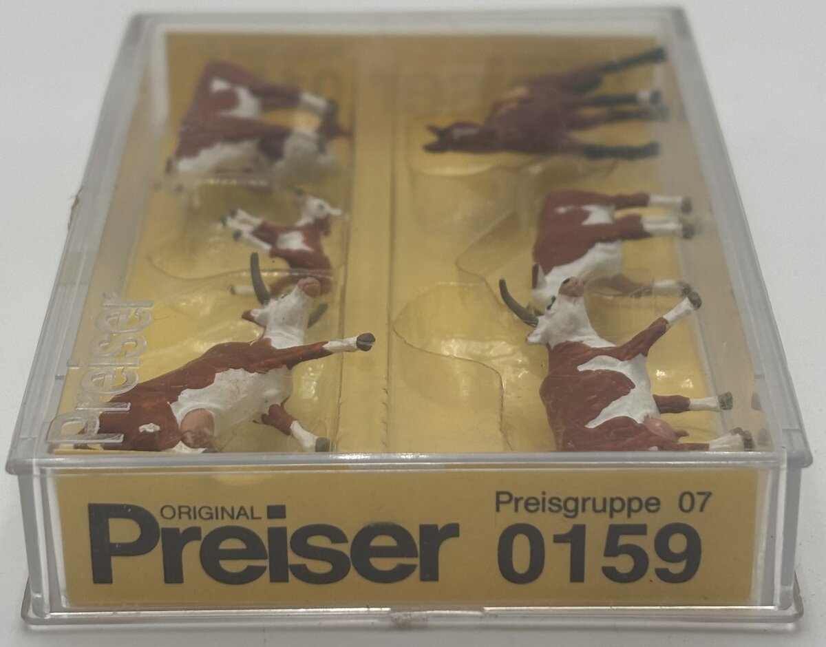Preiser 0159 HO Cattle With Cowboy & Horse Figures