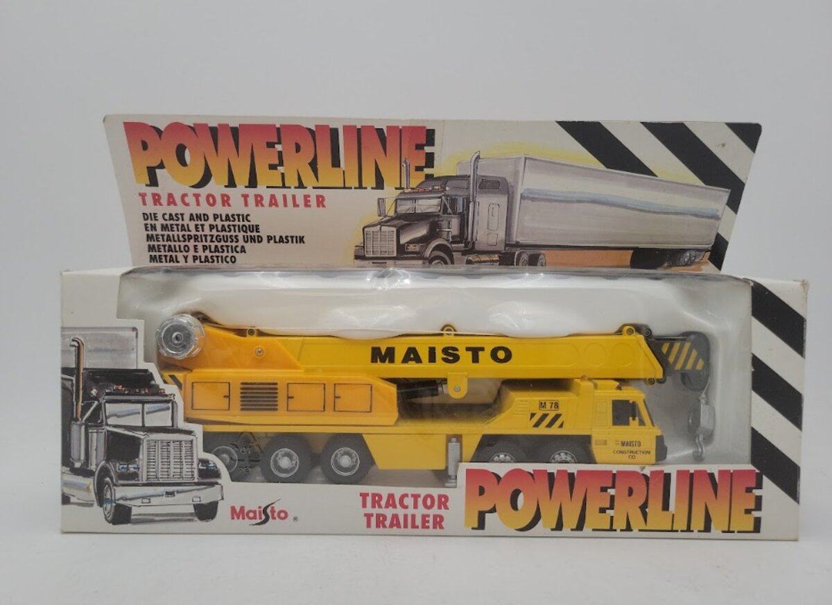 Maisto 21050 Powerline Powerful Yellow Tractor Trailer Crane Truck Motorized