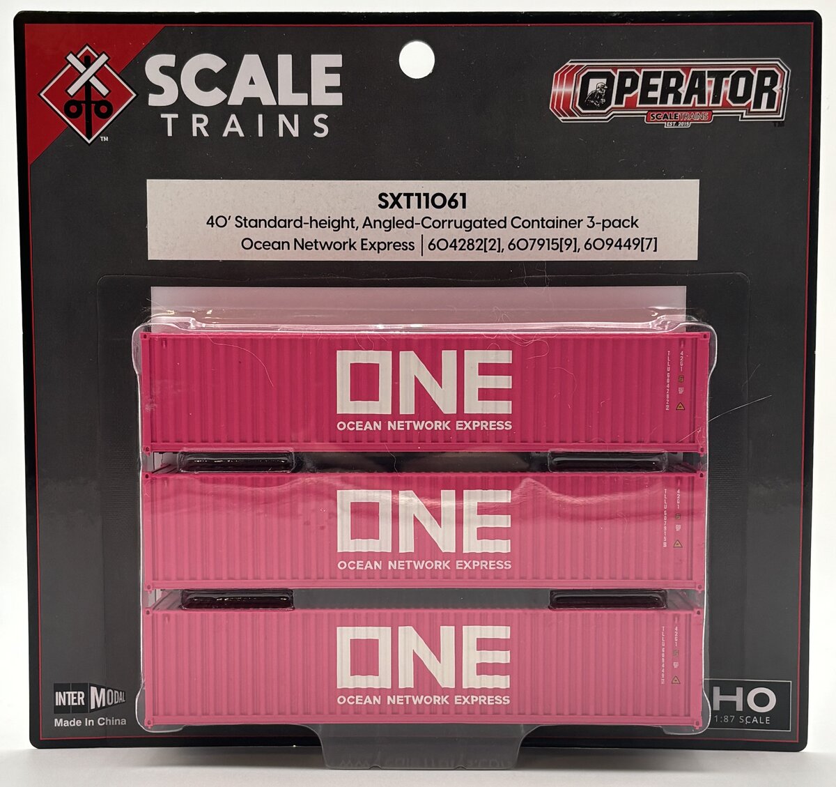 Scale Trains SXT11061 HO Ocean Network Express ONE 40' Container (Pack of 3)