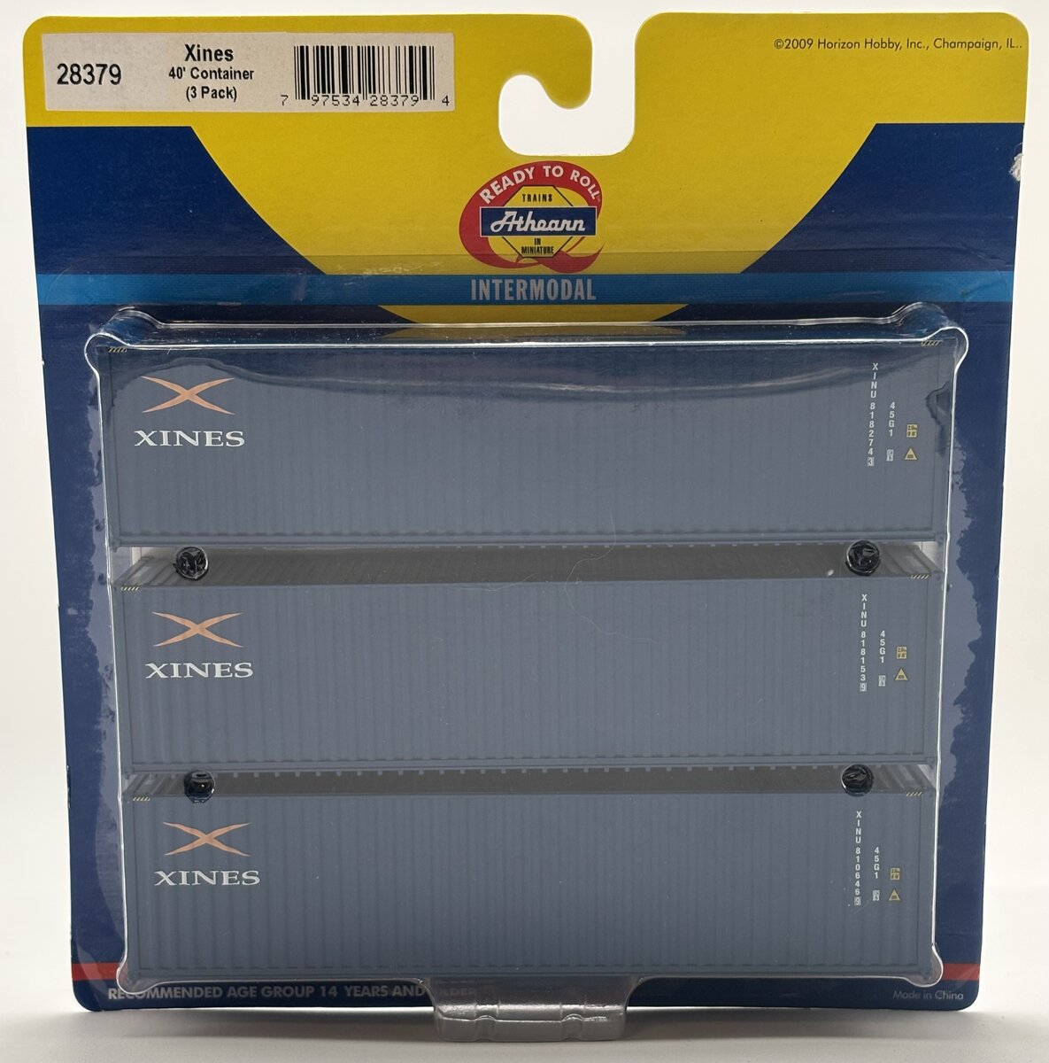 Athearn 28379 HO Xines 40' Container (Pack of 3)