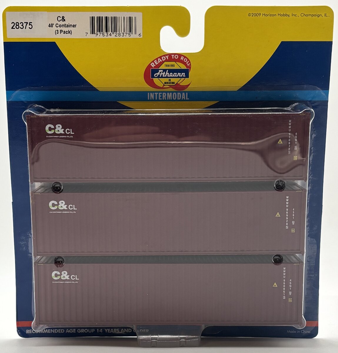 Athearn 28375 HO C&CL 40' Container (Pack of 3)