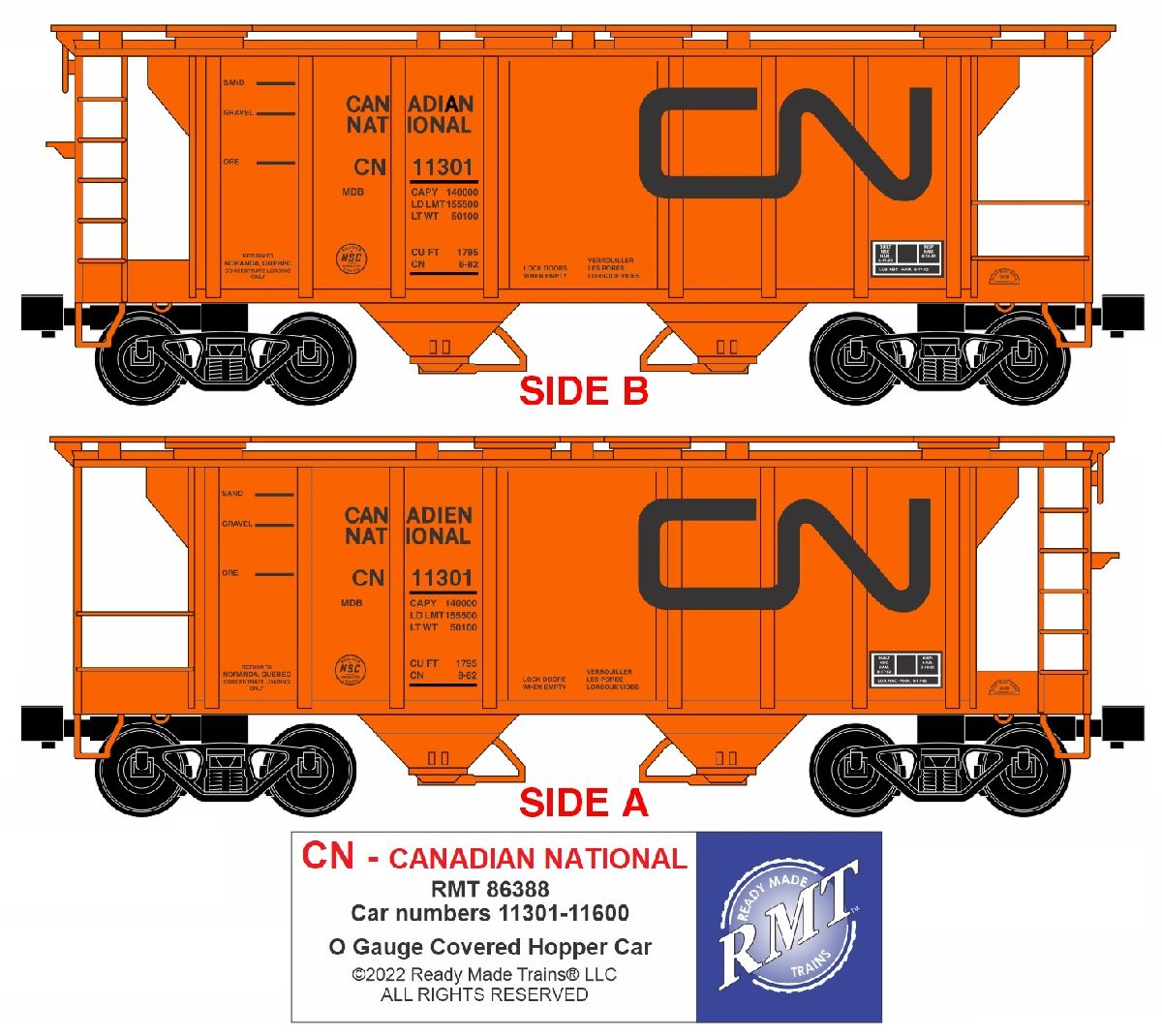 RMT 86388 O Canadian National 2-Bay Covered Hopper Car