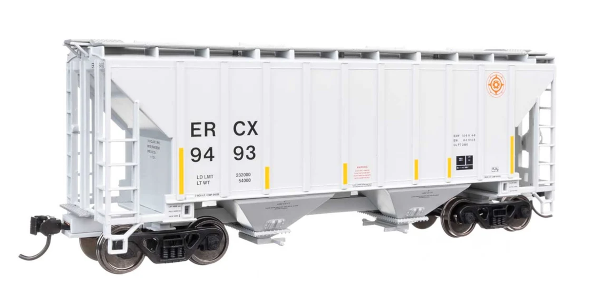 Walthers 910-8509 HO ERCX 37' 2980 Cubic-Foot 2-Bay Covered Hopper RTR #9493