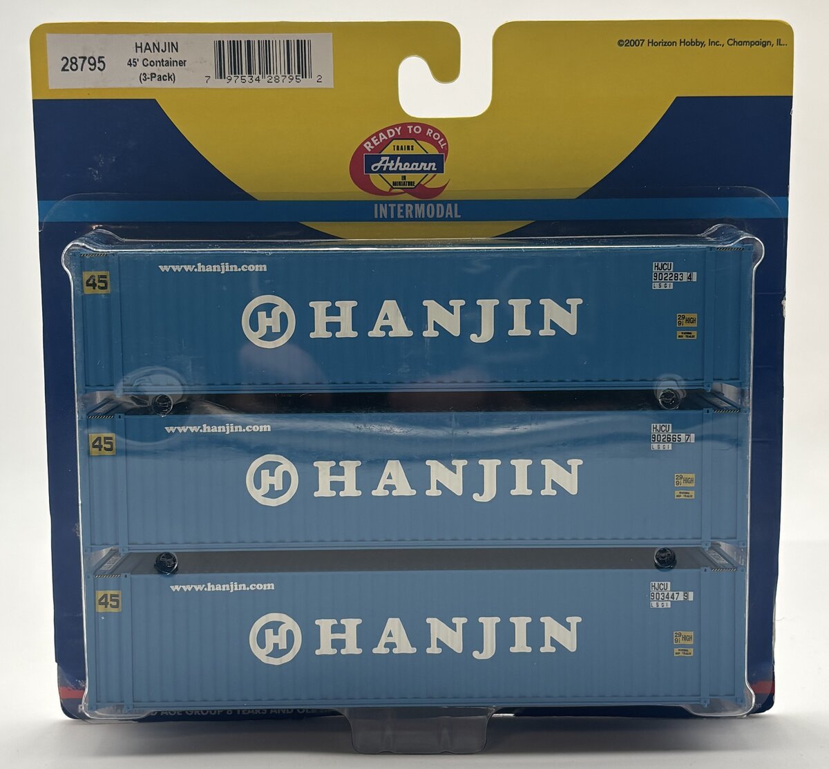 Athearn 28795 HO Hanjin 45' Container (Pack of 3)