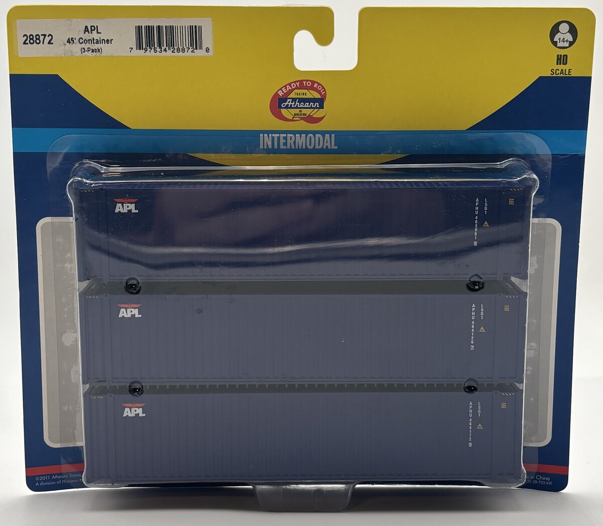 Athearn 28872 HO APL RTR 45' Container (Pack of 3)