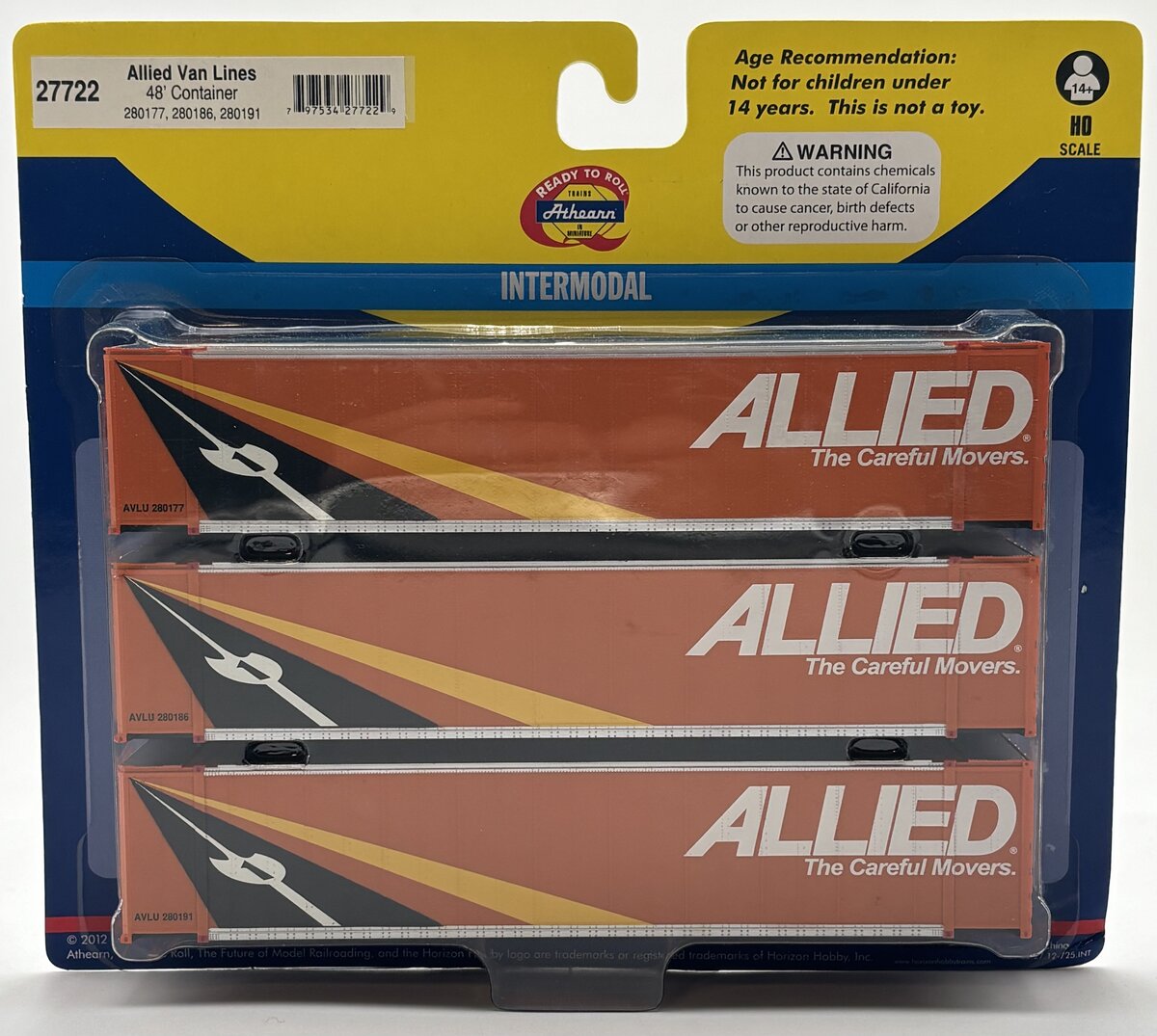 Athearn 27722 HO RTR Allied Van Lines 48' Container (Pack of 3)