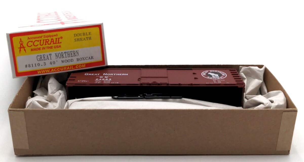 Accurail 8110.3 HO Scale Great Northern 40' Wood Boxcar Kit