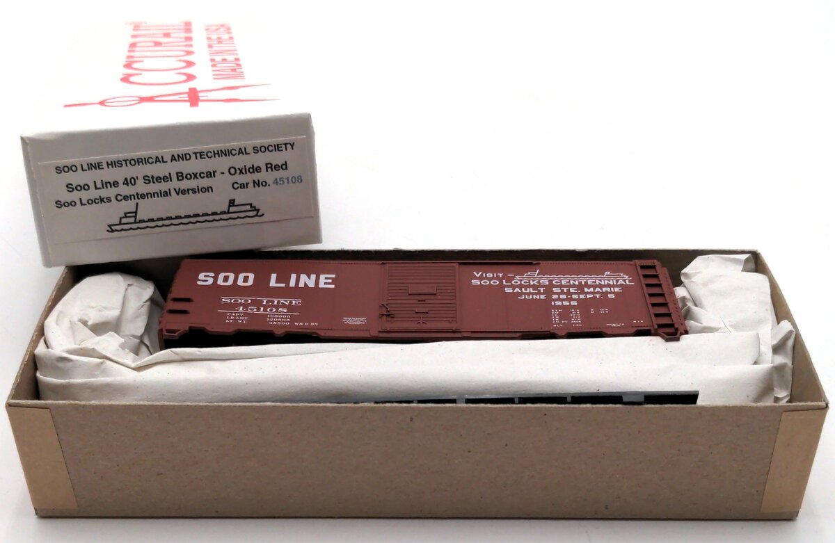 Accurail 45108 HO Scale SOO Line 40' Steel Boxcar SOO Locks Centennial Oxide Red