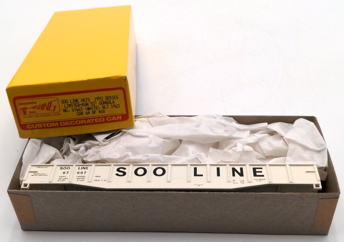 Accurate Finishing 67667 HO Scale SSO Line H&TS 52' Gondola White BLT 1963 Kit
