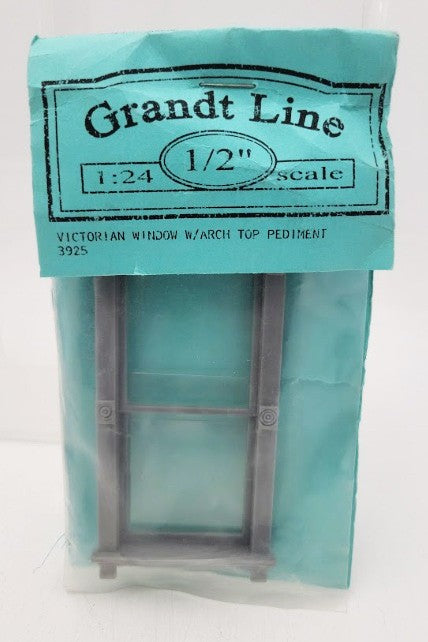 Grandt Line 3925 G - 1:24 Scale Victorian Window W/Arch Pediment & Clear Glass
