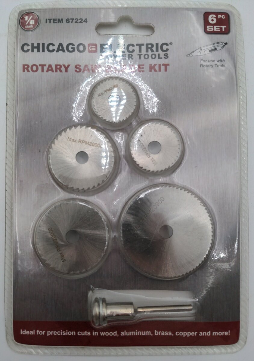 Harbor Freight 67224 1/8 Shank 6 PC Rotary Saw Blade Set