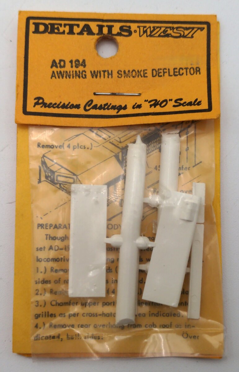 Details West AD-194 HO Scale Awning w/ Smoke Deflector