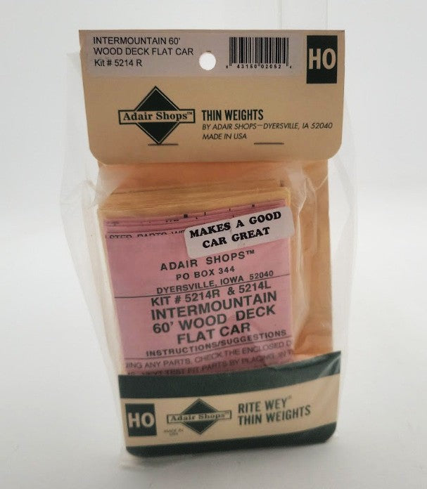 Adair Shops 5214R HO Scale Intermountain 60' Wood Deck Flat Upgrade Weight Kit