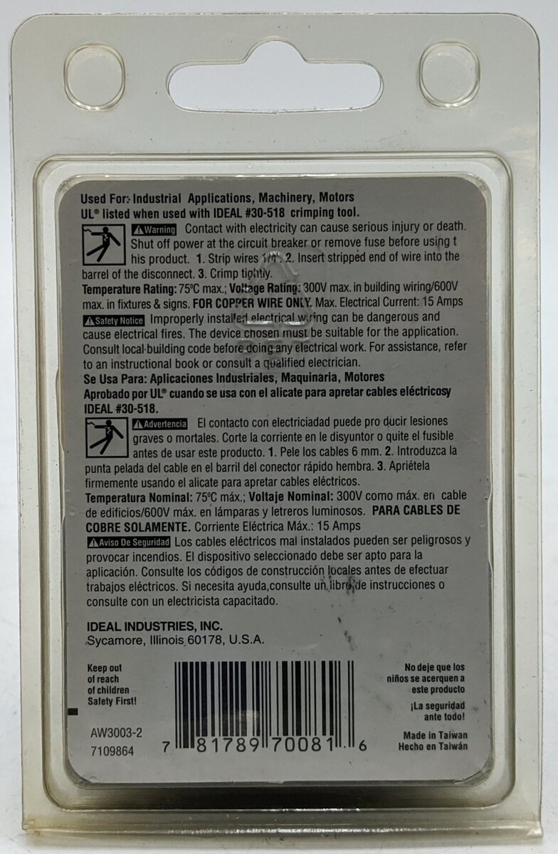 Buchanan 70081 16-14 AWG 300 Volt Male Disconnects Blue (100-Pack)